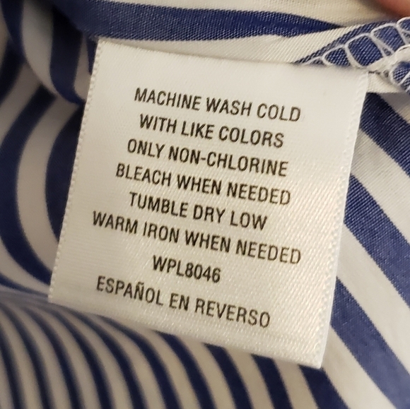 CHARTER CLUB EMBROIDERED BLOUSE SZ 14 BLUE & WHITE - Picture 5 of 6